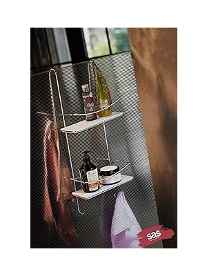 Nacario Sas Haus Paslanmaz Kristal Raf Banyo Düzenleyici Şampuanlık Krom-Beyaz Dşkkb