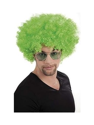 Nacario Yeşil Renk Kıvırcık Afro Bonus Peruk