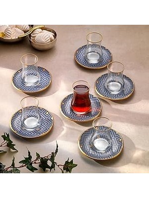 Nacario 6 Lık Mozaik Cam Çay Seti 12 Parça - Schafer