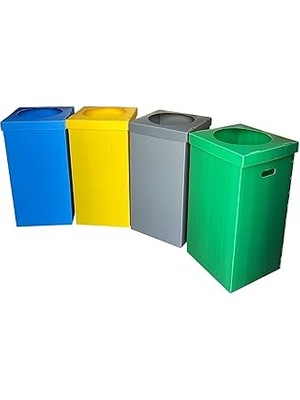 Nacario Geri Dönüşüm Kutusu Iç Mekan Sıfır Atık Geri Dönüşüm Kutusu 35X35X70CM Plastik Oluklu Kagıt Cam