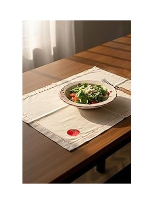 Nacario Rakle x Bengi Kurtcebe Pomodoro Keten Nakış Işlemeli 2'li Amerikan Servisi 35X40 cm