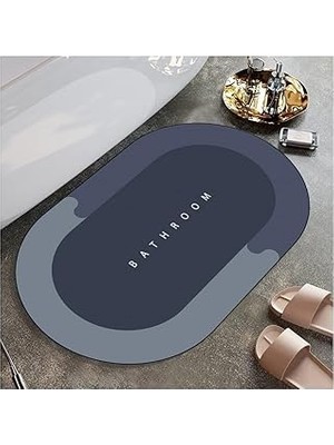 Nacario Banyo Paspası Süper Su Emici Kaymaz Tabanlı Paspas Banyo Paspası Oval Diatomit Paspas Süper Emici P
