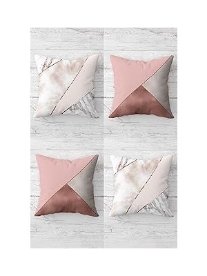 Nacario Pelangi Geometrik Üçgen Bölmeli Gizli Fermuarlı Kırlent Kılıfı Koltuk Yastık Kılıfı TAKIM(4ADET), P