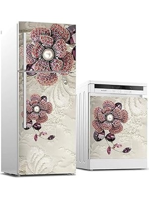 Nacario Buzdolabı Bulaşık Makinası Beyaz Eşya Sticker Kaplama Elmas Çiçek