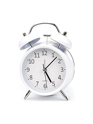 Nacario Valkyrie 16CM Büyük Boy Akar Saniyeli Alarm Çalar Saat - Nostaljik Masa Saati Beyaz