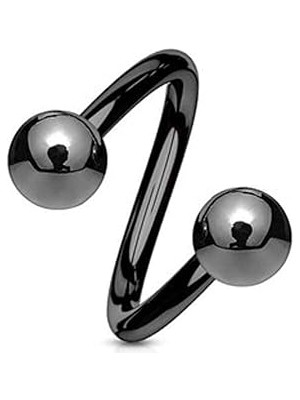 Nacario Siyah Spiral Model Iki Ucu Toplu Piercing, Siyah