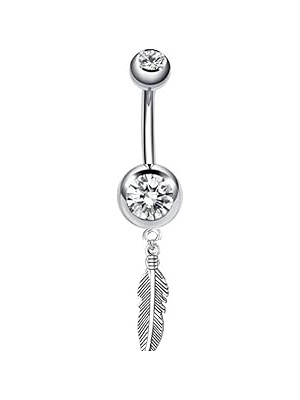 Nacario Cerrahi Çelik Tüy Sallantılı Göbek Piercing, Gümüş