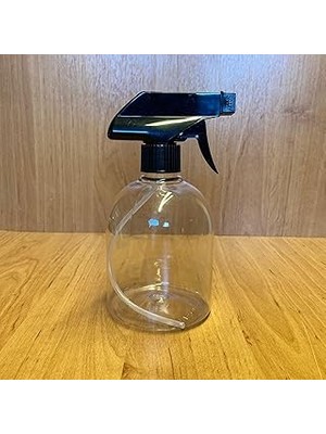 Nacario 500 ml Siyah Spreyli Şeffaf Tombul Plastik Şişe, 500 cc Spreyli Plastik Şişe x 4 Adet