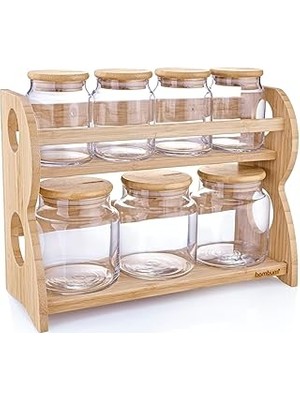 Nacario Bambum Bench Standlı 8 Parça Cam Baharat Takımı