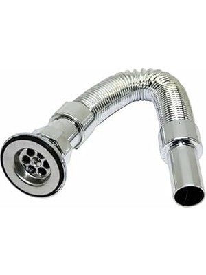 Nacario Genel Krom Lavabo Sifonu, Körüklü, Ayarlanabilir 33-80 cm Uzunluk, Plastik, Beyaz