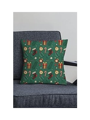 Nacario Viva Christmas Dekoratif Gizli Fermuar Çift Taraflı Yeniyıl Kırlent Yastık Kılıfı 43X43CM Krl1