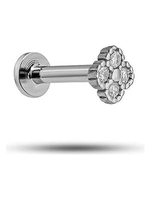 Nacario Nereze 925 Ayar Gümüş Rodyumlu Zirkon Taşlı Yonca Tragus Piercing Küpe