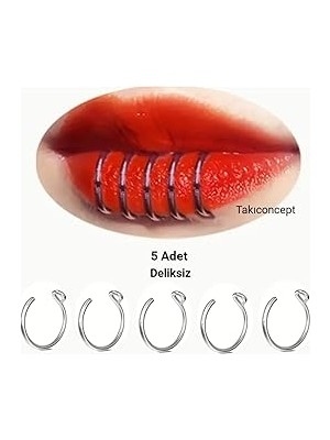Nacario 5 Adet Çelik Deliksiz Piercing Dudak Piercing Paslanmaz Çelik, Gümüş