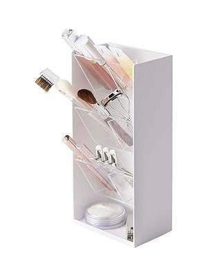 Nacario Yamazaki 5603 Tower Makyaj Saklama Kabı, Beyaz, Abs Reçine/silikon, Minimalist Tasarım