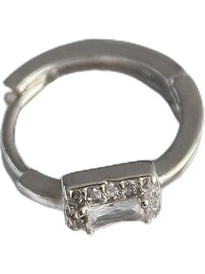 Nacario 316L Çelik Gümüş Renk Kare Zirkon Taşlı Tragus Piercing - TJ-PR1309