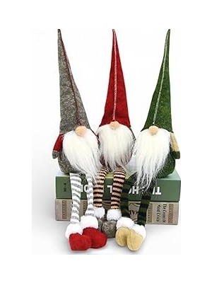 Nacario Yenigeldi 1 Adet 35 cm Uzun Şapkalı Gnome Tomte Şans Cücesi Yılbaşı Süsü Parti Dekorasyon Süs, Kırm