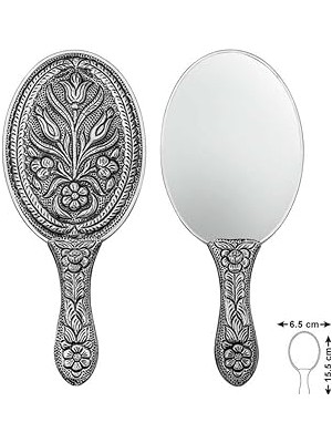 Nacario 925 Ayar Gümüş Lale Motifli El Aynası