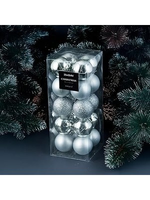 Nacario Koopman New Year 20 Parça Yılbaşı Topu Platin 40 mm