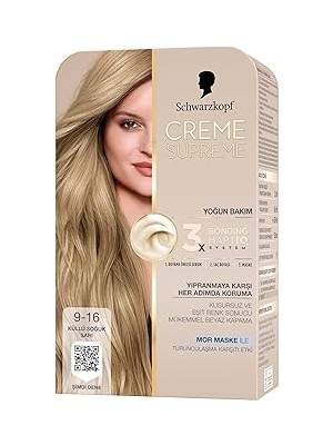 Nacario Schwarzkopf Creme Supreme Saç Boyası 9-16 Küllü Soğuk Sarı