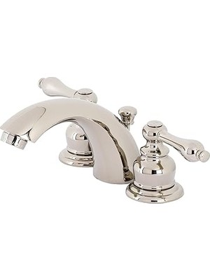 Nacario Brass KB946ALPN Viktorya Mini Yaygın Banyo Musluğu, Cilalı Nikel