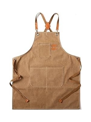 Nacario Valkyrie Unisex Kanvas Mutfak Önlüğü Ayarlanabilir Askılı Cepli Barista Garson Servis Önlüğü Kahve