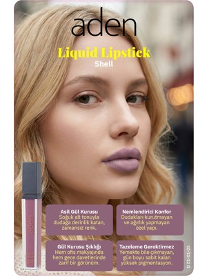 Alvera Collection Aden Liquid Lipstick - Likit Ruj 05 Shell(Deniz Kabuğu)
