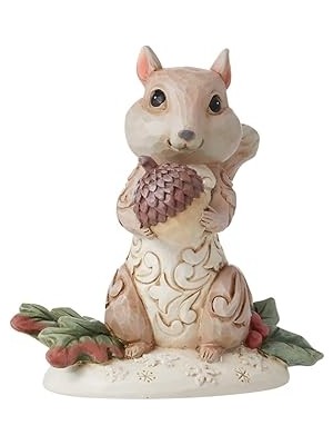 Nacario Enesco Jim Shore Heartwood Creek Beyaz Ağaçlık Alan Sincap Figürü, 9 Cm, Polireçine, Sim, Kalsiyum