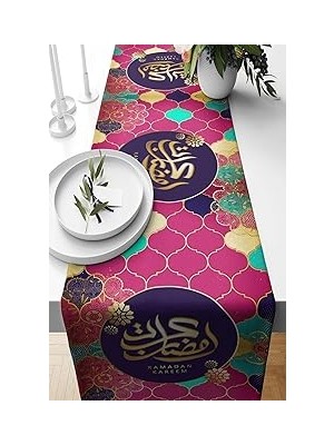 Nacario Pelangi Renkli Ramadan Kareem Desenli Tutmaz Kumaş Salon Mutfak Masa Değişik Ranır Modelleri R
