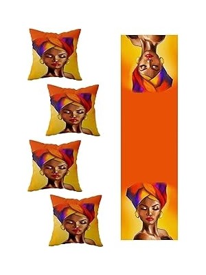 Nacario Pelangi Afrika Kadın Salon Mutfak Masa Değişik Ranır Modelleri Dekoratif 4'lü Kırlent Kılıfı Run