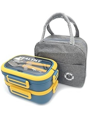 Nacario Valkyrie 304 Çelik Bölmeli Lunch Box Seti | Termal Çantalı, Bölmeli, Çatal Kaşıklı, Sızdırmaz Yemek