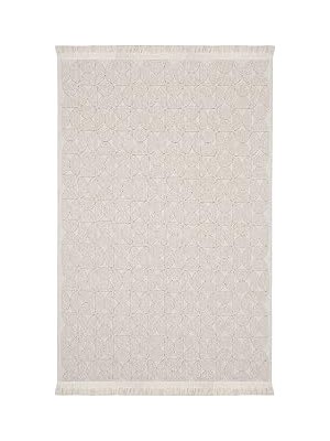Nacario Cool Halı Mirage Bej Halı Bukle Kaymaz Taban Yıkanabilir Halı Geometrik Desen Oturma Odası Halısı