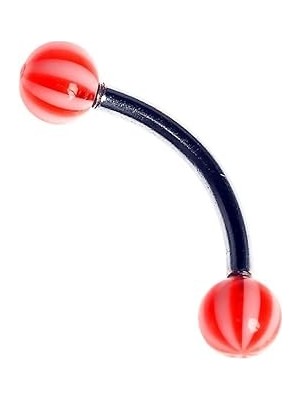 Nacario Rouge Moulin Curved Barbel 316 L Bioplast Piercing TDGR00858, Pembe-Beyaz