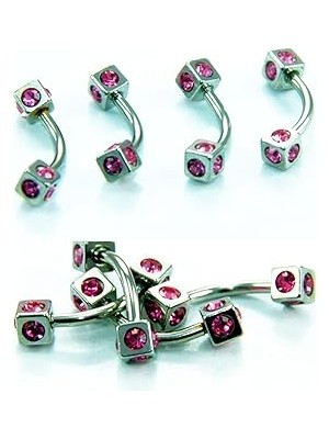 Nacario Rouge Renkli Taşlı Küp Uçlu Kaş Piercing TDGR00512