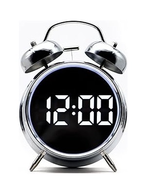Nacario Valkyrie LED Ekranlı Analog Alarmlı Masa Saati Çalar Saat Pil Dereceli Çift Alarmlı Dijital Saat Gü