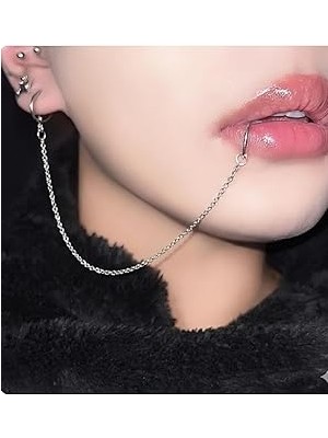 Nacario Deliksiş Dudak Piercing Küpe Zinciri, Gümüş