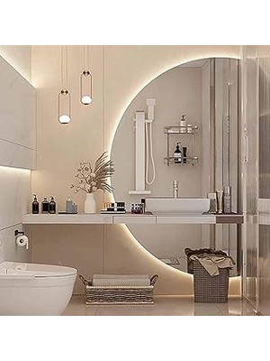 Nacario Kısılabilir LED Banyo Aynası, Buğu Önleyici, Akıllı Çok Renkli Aydınlatma, Yarım Daire Tasarım, 130