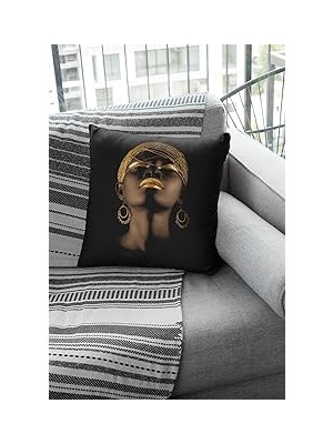 Nacario Viva 43X43CM Arap Kızı Kumaş Tay Tüyü Döşemelik Dekoratif Çift Taraf Kırlent Yastık Kı