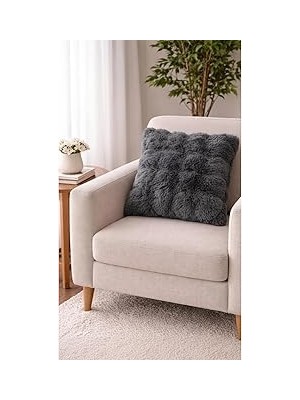 Nacario Peluş Kırlent Seti Ikili - 40X40 cm Yumuşak Dokulu Dekoratif Kırlent Kılıfı - Antrasit