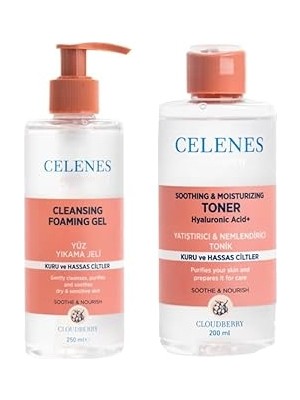 Nacario Celenes By Sweden Kuru Hassas Ciltler Için Yatıştırıcı & Nemlendirici Bakım Seti