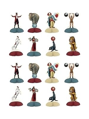 Nacario Beistle Circus Mini Masa Başlıkları, 16 Adet, 12,7 Cm, Çok Renkli