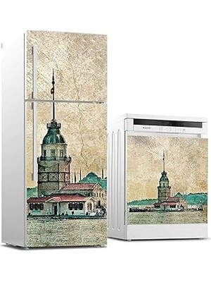Nacario Buzdolabı Bulaşık Makinası Beyaz Eşya Sticker Kaplama Kız Kulesi