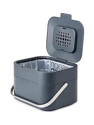 Nacario Joseph Joseph 30015 Stack 4 Organik Atık Kabı, Plastik, 23,5 x 19,7 x 16,1 Cm, Grafit, 23.5X19.7X16