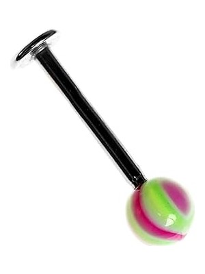 Nacario Labret Stud 316L Bioplast Piercing, Yeşil, 15MM