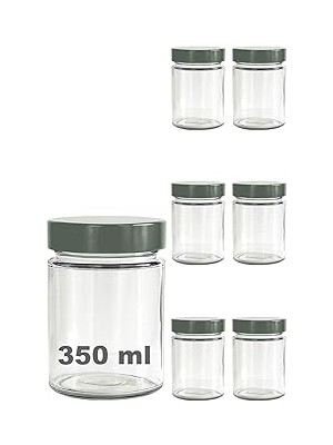 Nacario Afracam 350 ml Kavanoz Metal Derin Kapaklı 350 cc Şeffaf Reçel, Marmelat Cam Kavanoz Deep 6 Adet (G