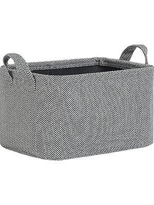 Nacario Textile Antrasit Renk Dokulu Kumaş Sepet 30 x 21 x cm