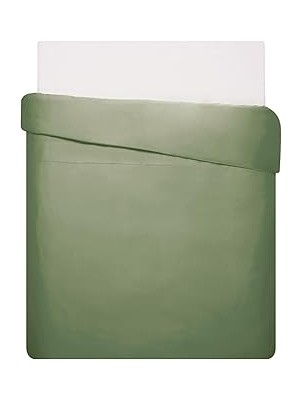 Nacario Linens Mix&match Pamuk Saten Tek Kişilik Nevresim Kılıfı Koyu Yeşil