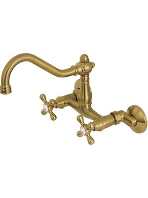 Nacario Brass KS3227AX 6 "ayarlanabilir Merkezi Duvara Monte Mutfak Musluk, Fırçalanmış Pi