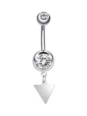 Nacario Cerrahi Çelik Üçgen Sallantılı Göbek Piercing, Gümüş