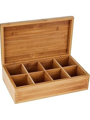 Nacario Lipper International 8 Bölmeli Bambu Ahşap Çay Kutusu, 12-3/8 "x 7-3/8" x 3-3/5"