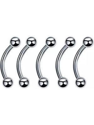 Nacario Çelik 5'li Set Kaş Rook Piercing, Gri
